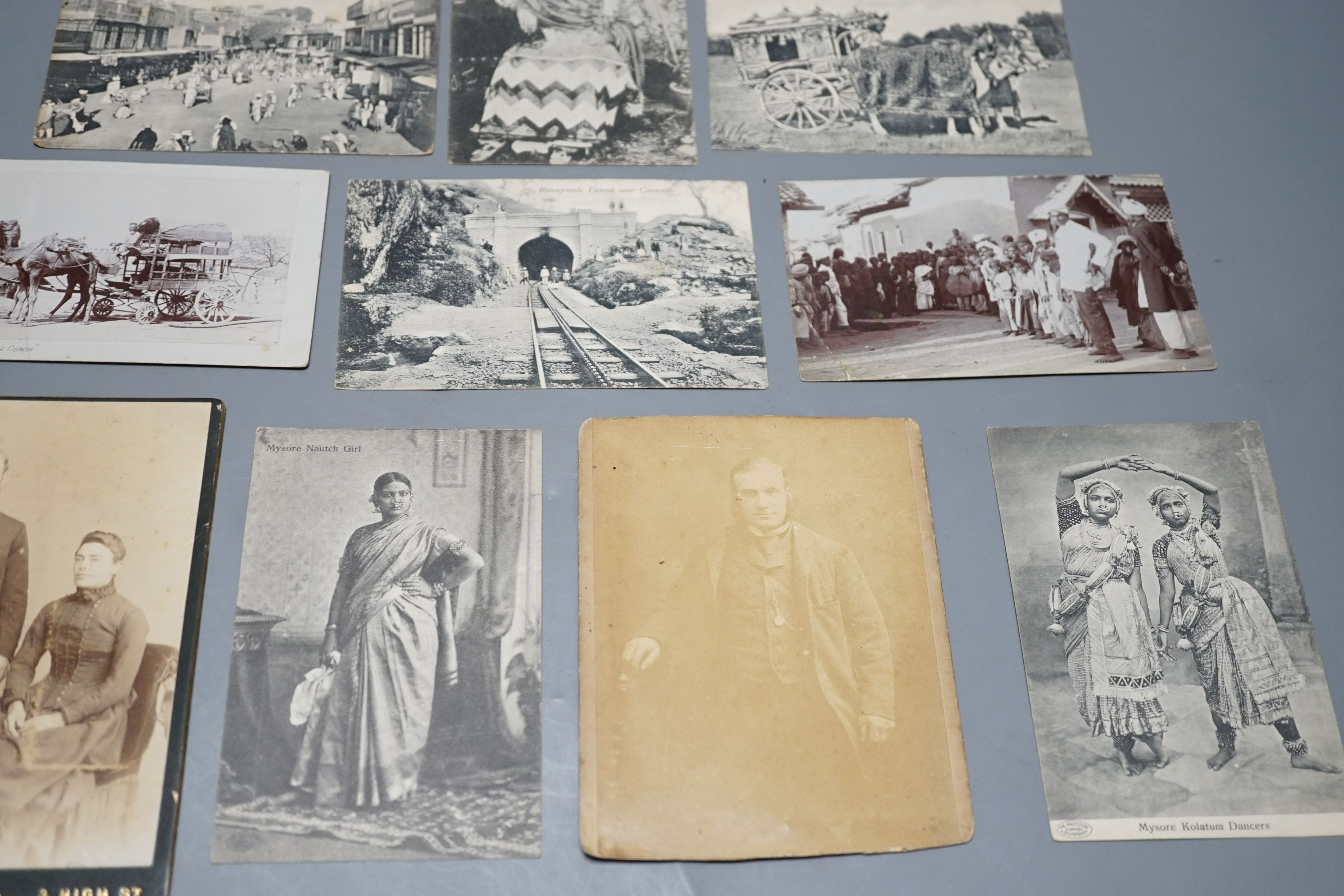 Carte du Viste and Edwardian and later postcards including India, British army etc.